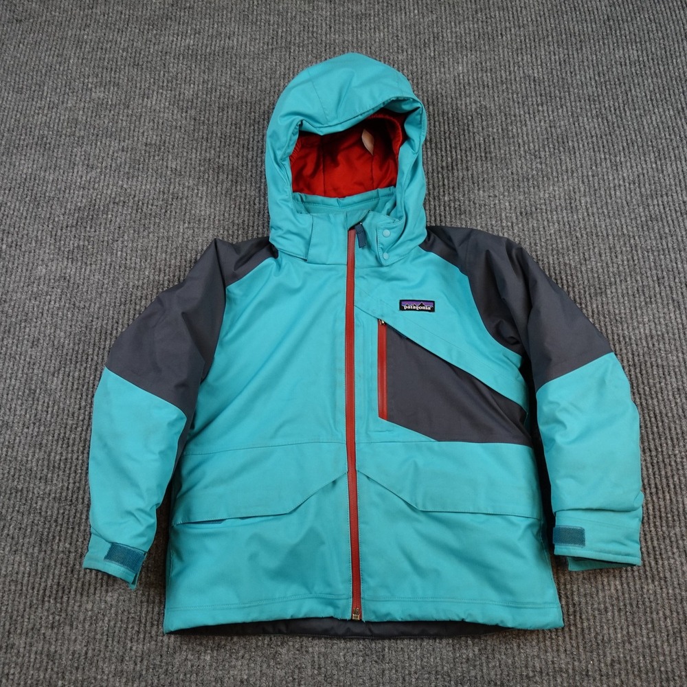 Patagonia Insulated Snowshot Jacket Kids XS 5-6 Blue Hooded Ski Winter 68520